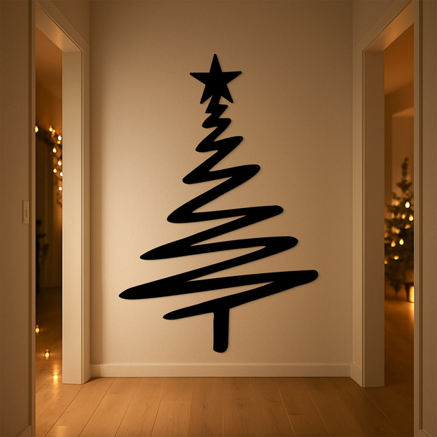 Modern Christmas tree on the wall