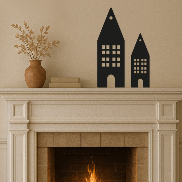 Minimalista fali dekoráció - Házikók