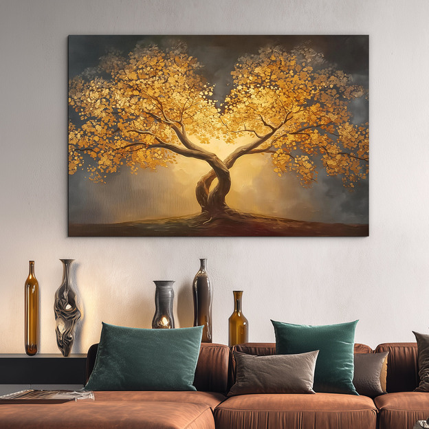 Tablou din lemn - Copacul vieții auriu