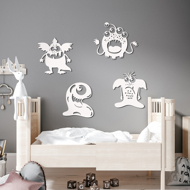 Drevené vyrezávané obrazy pre deti - Príšerky