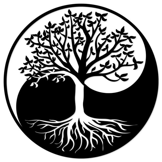 Wooden Tree of Life on the Wall - Symbiosis