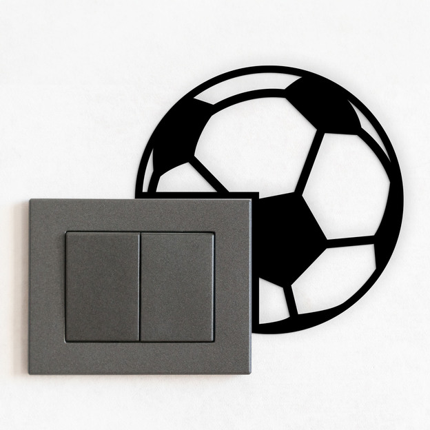 Wooden Wall Sticker around the Power Plug - Football Ball