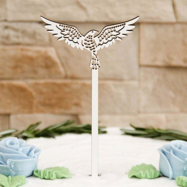 Svadobná dekorácia na tortu - Holubička