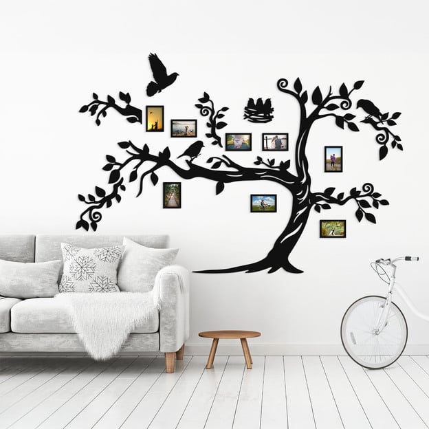 Wooden Family Tree on the Wall - Birds
