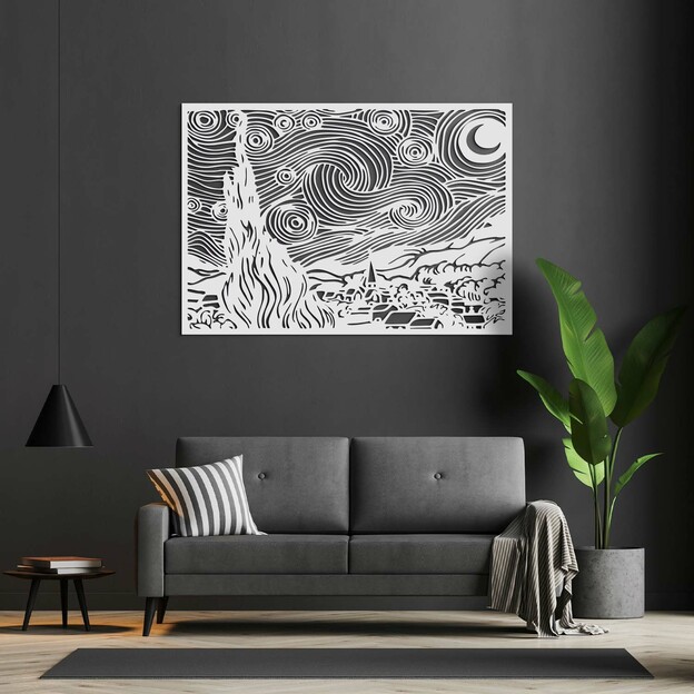 Tablou din lemn Vincent van Gogh - Noaptea înstelată