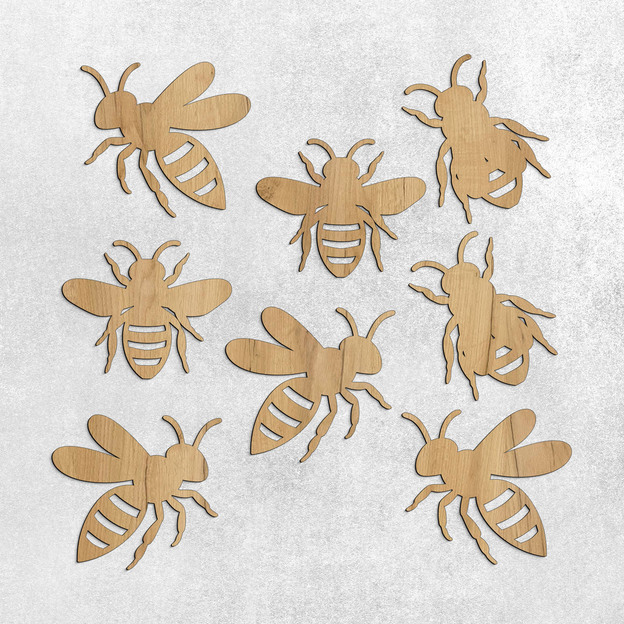 Wooden Wall Decorations - Bees Set of 8