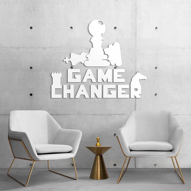 Dřevěná samolepka - Game Changer a šachy