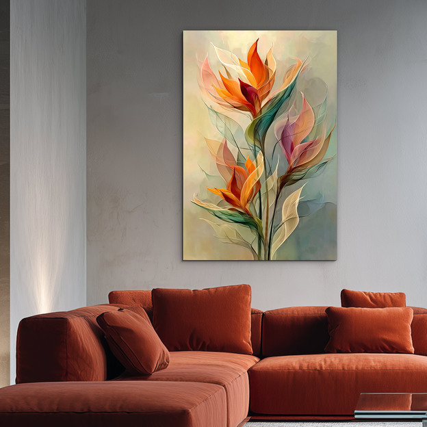 Fából készült kép - Absztrakt virágok