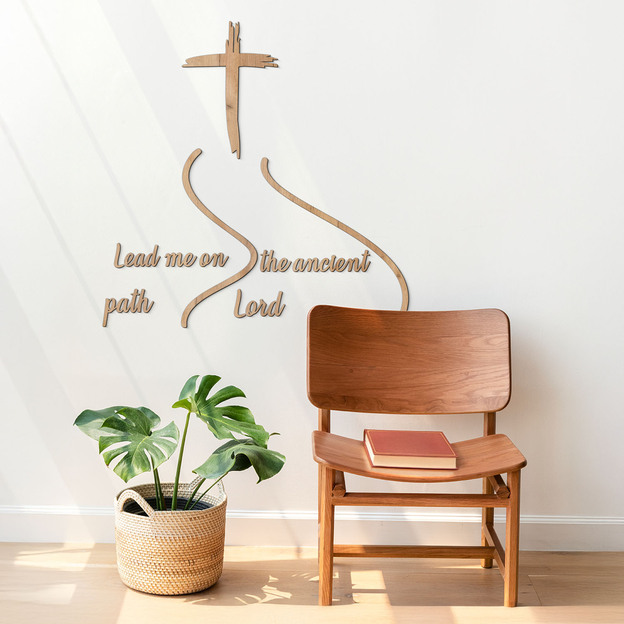 Wooden Bible Quote - Lead Me on the Ancient Path, Lord