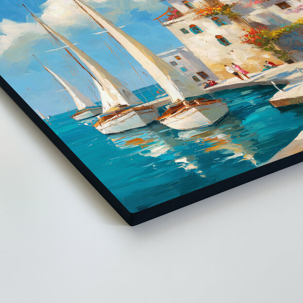 Wooden picture of the sea - Mediterranean port