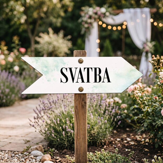 Dřevěné svatební označení - Šipka Svatba