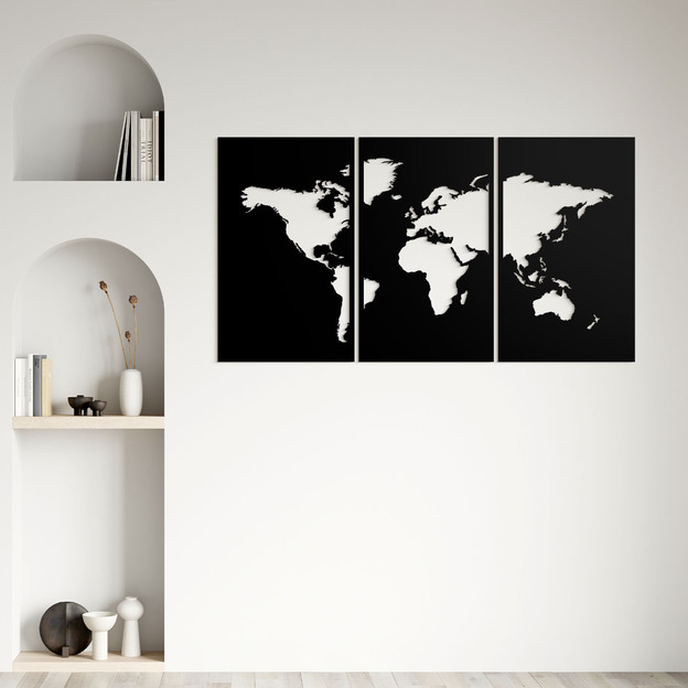 Dřevěná samolepka na zeď - Mapa světa