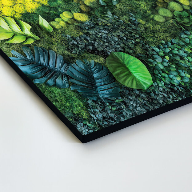 Wooden Wall Art with Moss Effect - Green Garden