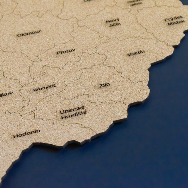 Korková mapa okresů Česka