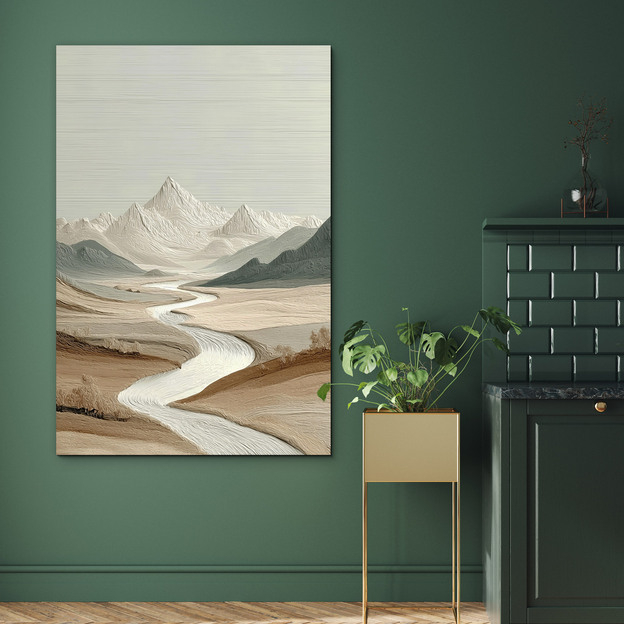 Design painting of nature - Peace in the embrace of mountains