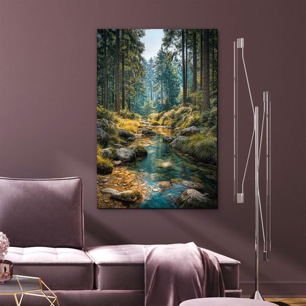 Wooden colored picture - Forest stream