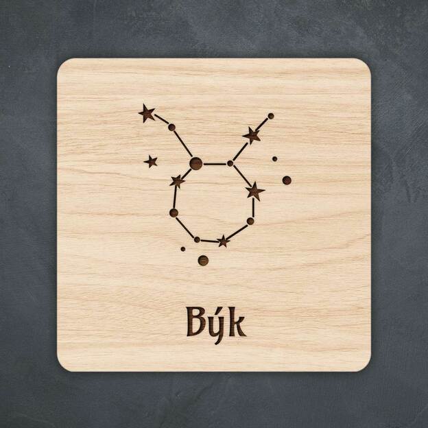 Dřevěný podtácek - Znamení ve hvězdách býk