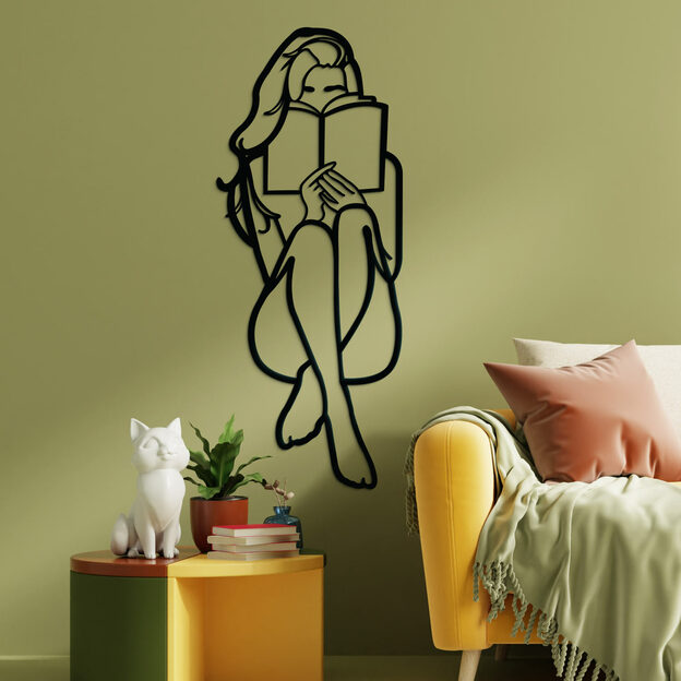 Wooden Wall Art - Girl with a Book