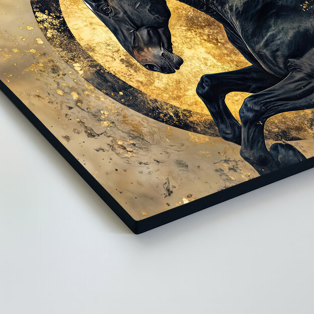 Tablou din lemn cu cal - Mustang galopând