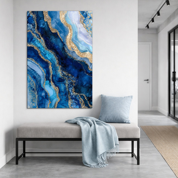 Imitation of marble painting - Blue agate