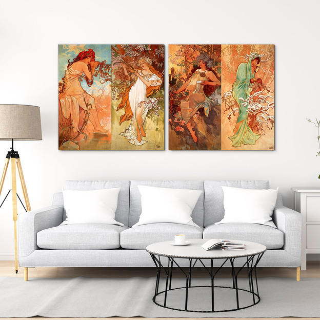 2-Piece Wall Art Alphonse Mucha - The Four Seasons