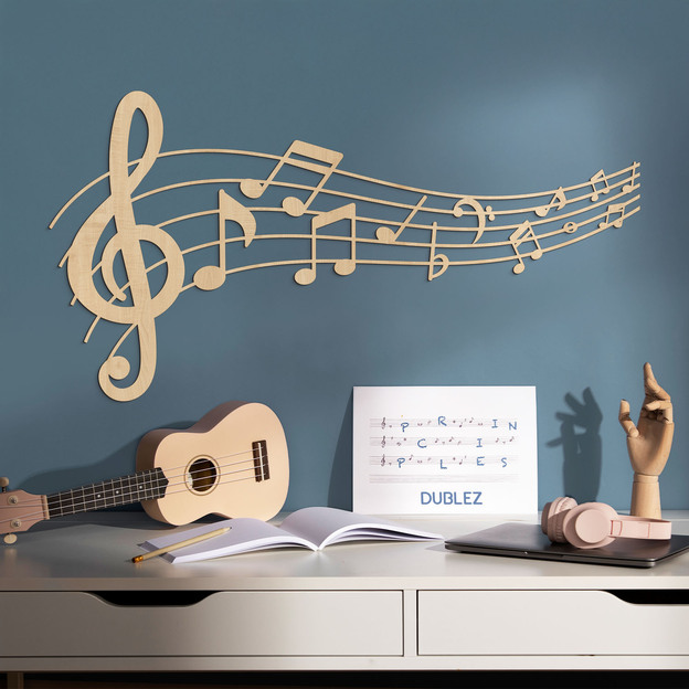 Drevený obraz - Husľový kľúč a noty