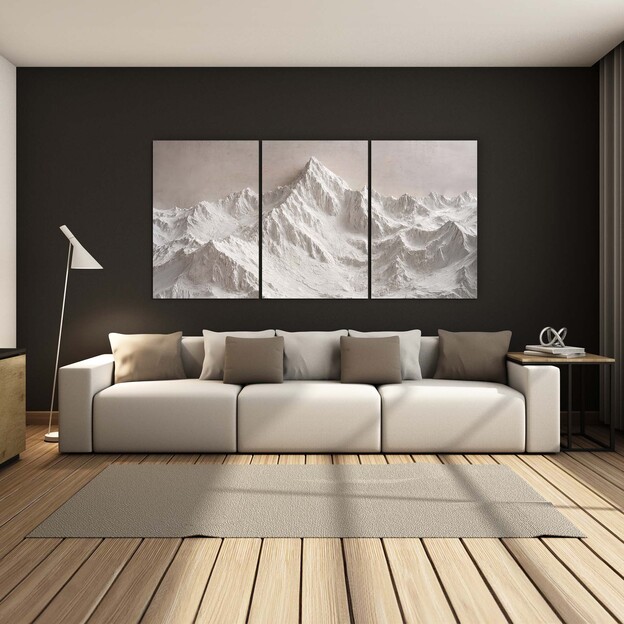Trojdílný obraz hory - Sněžné ticho
