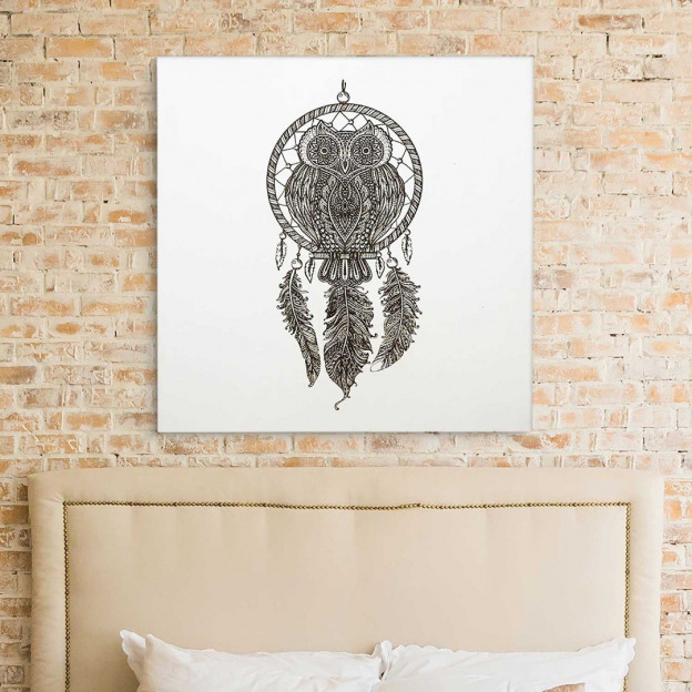 Engraved Wall Art - Dream Catcher Owl