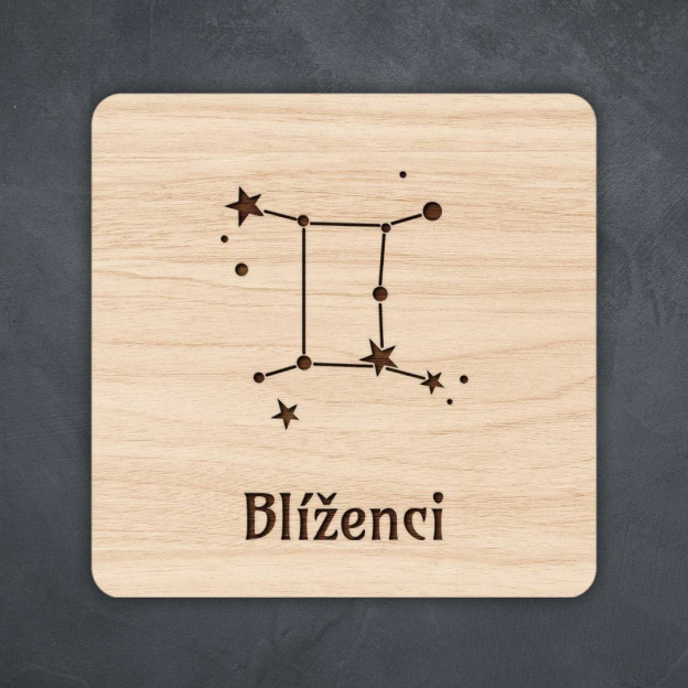Lacný darček do 5 eur - podložka pod pohár v znamení Blíženci