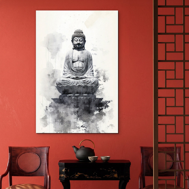 Čiernobiely obraz - Buddha
