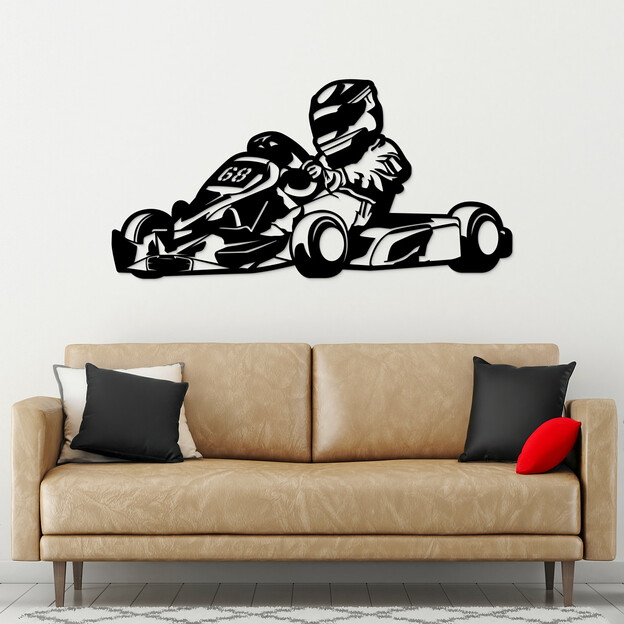 Egyedi Számozott fa kép - Gokart