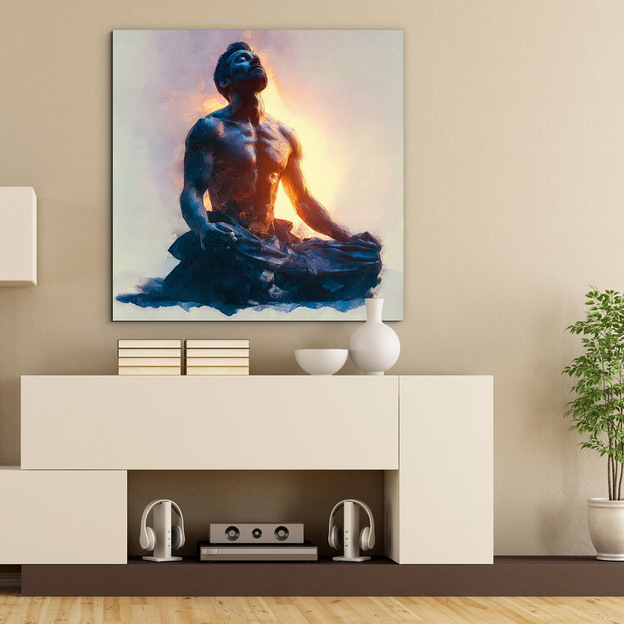 Fából készült kép - Meditáló férfi