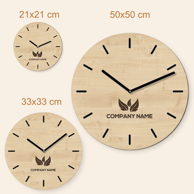 Drevené hodiny na mieru s logom firmy