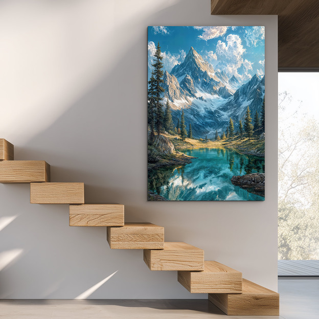 Modern image of nature - Mountains, forest, and lake