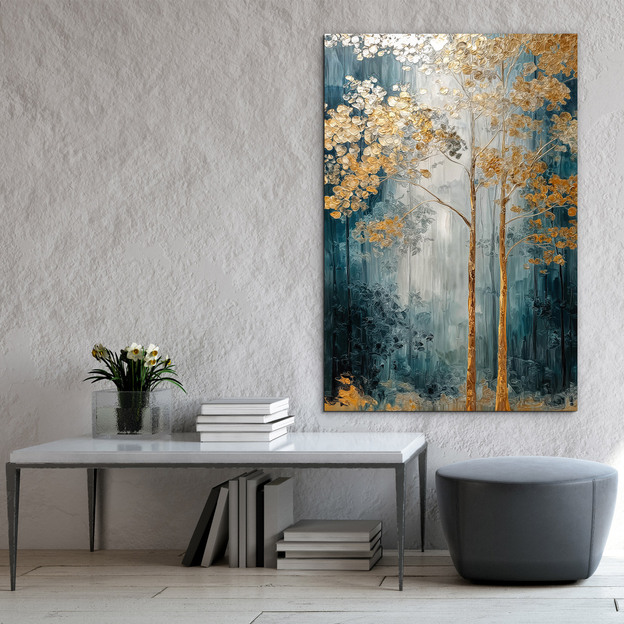 Wooden picture - Painted golden trees