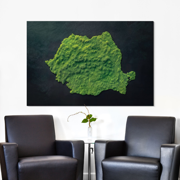Machový obraz na stenu - Mapa Rumunska (UV tlač)