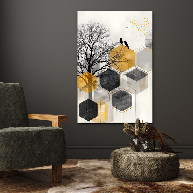 Modern image of a tree and birds - Geomtrix