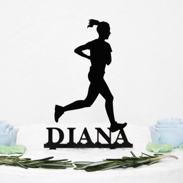 Drevený zápich na tortu s menom - Bežkyňa žena