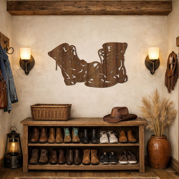 Drevený obraz do chodby - Topánky