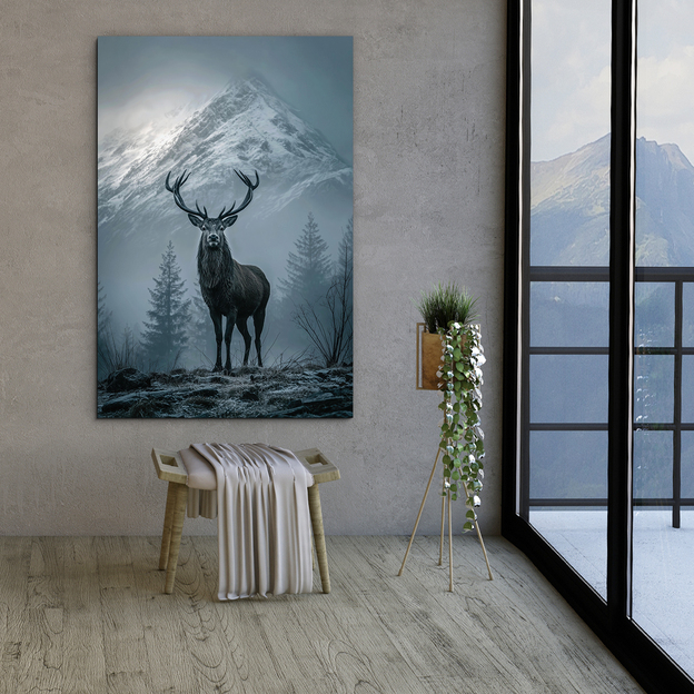 Designer painting - Deer and mountains