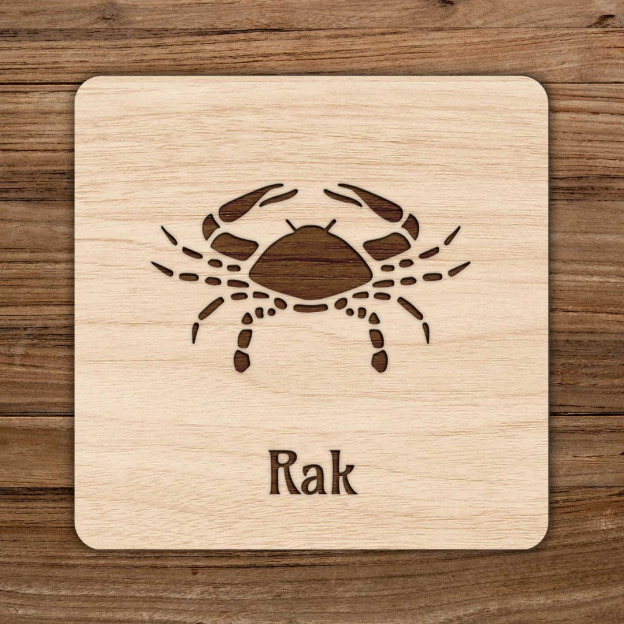 Drevená podložka pod pohár - Znamenie rak