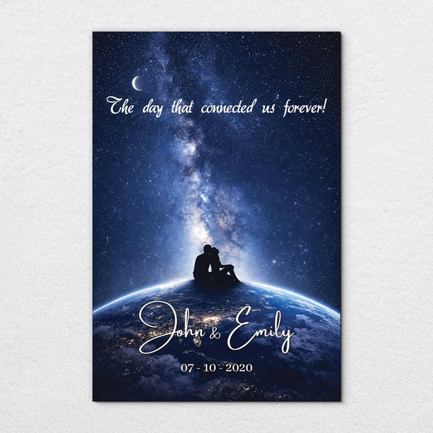 Personalized Wooden Wall Art - Night Sky with Names and Date