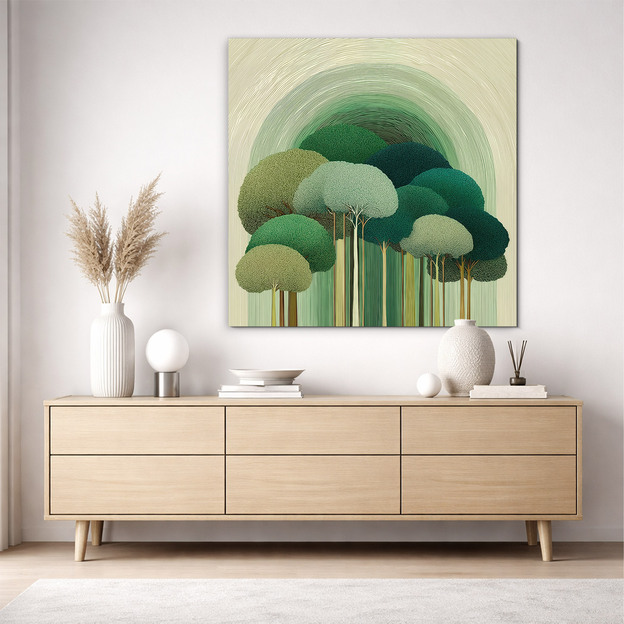 Moderní obraz na zeď - Les v oblých liniích