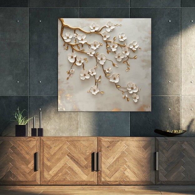 Wooden Wall Art - Golden Branch