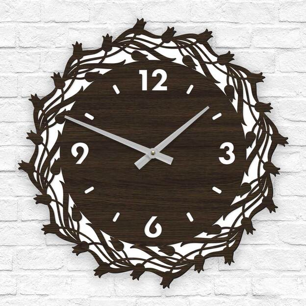 Wooden Clock for the Living Room - Tulips