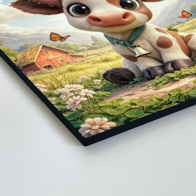 Drevený obraz pre deti - Kravička na farme