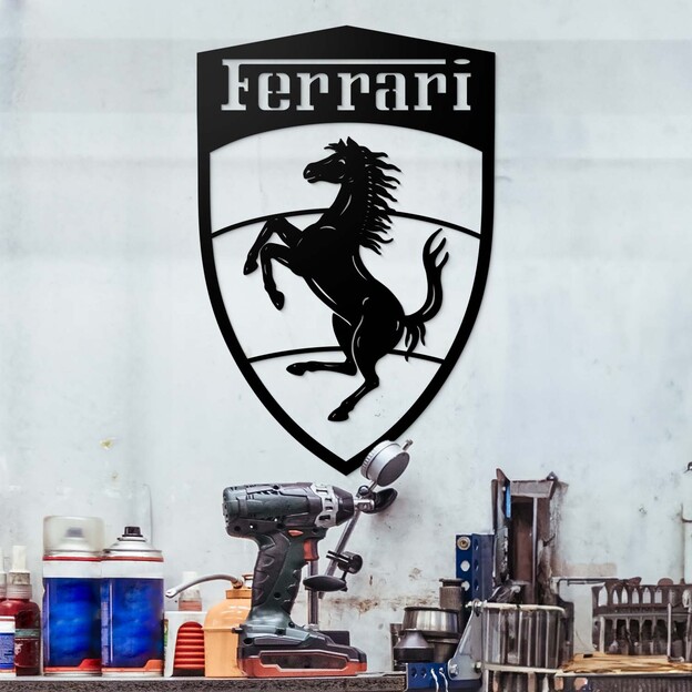 Sticker Ferrari din lemn pentru perete