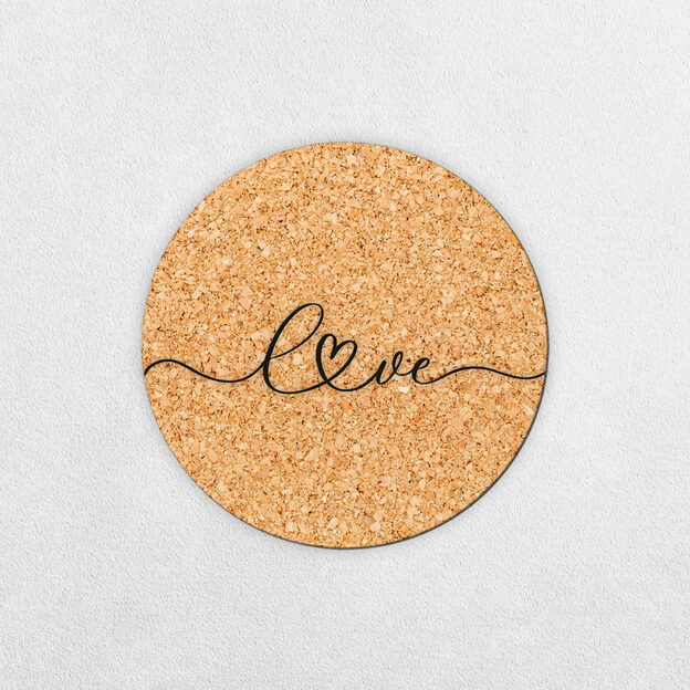 Cork Coaster for Glass - Love