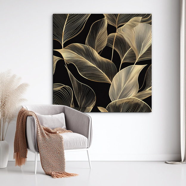 Luxury painting - Golden lines of leaves