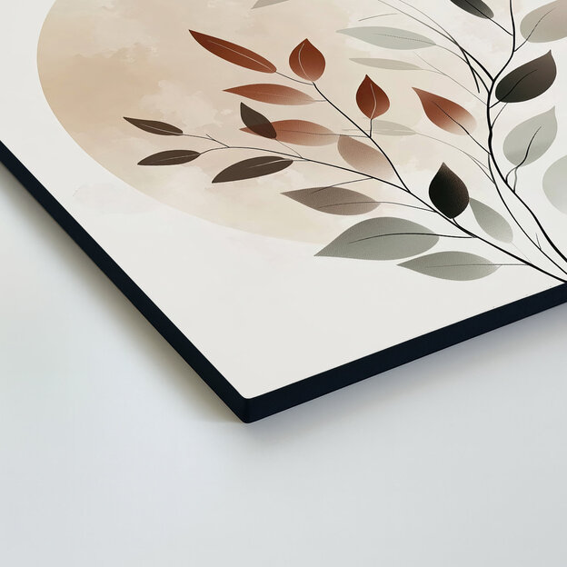 Tablou boho din lemn - Frunze în cerc